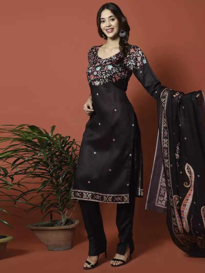 Black digital print cotton salwar