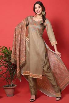Brown digital print cotton salwar