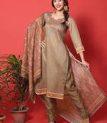 Brown digital print cotton salwar