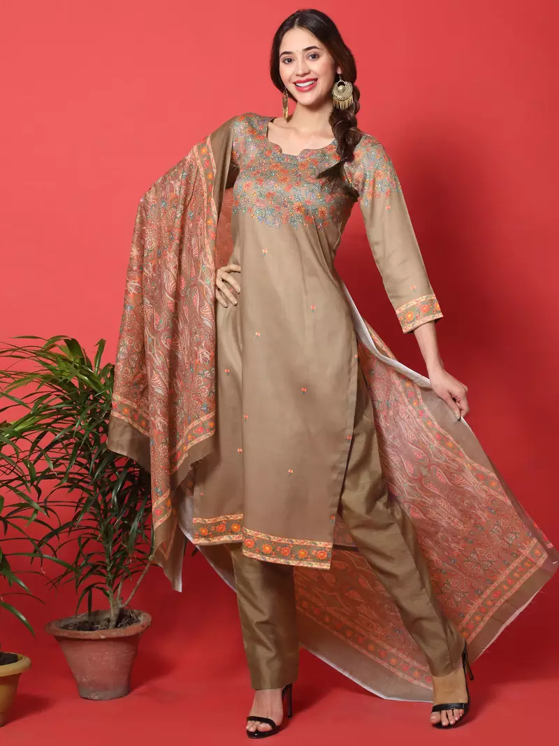 Brown digital print cotton salwar