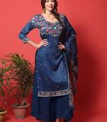 Navy blue digital print cotton salwar