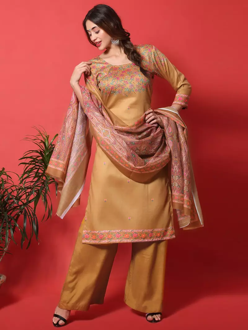 Gold digital print cotton salwar