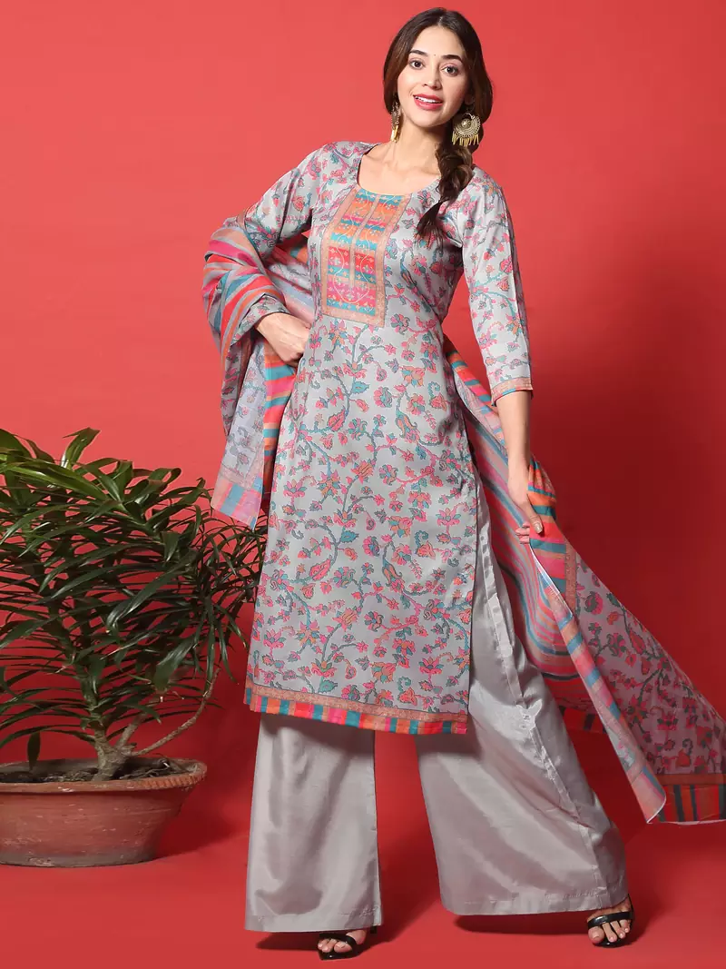Grey digital print cotton salwar