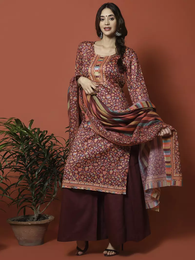 Magenta digital print cotton salwar