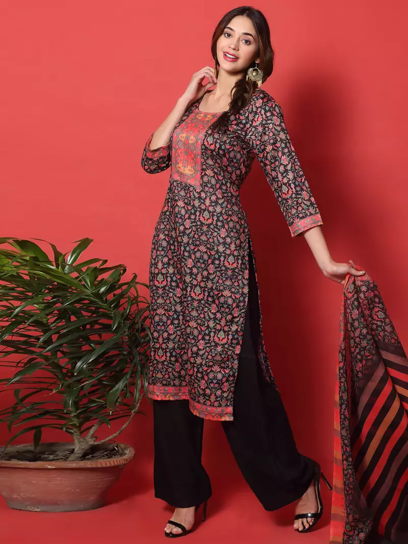 Black digital print cotton salwar