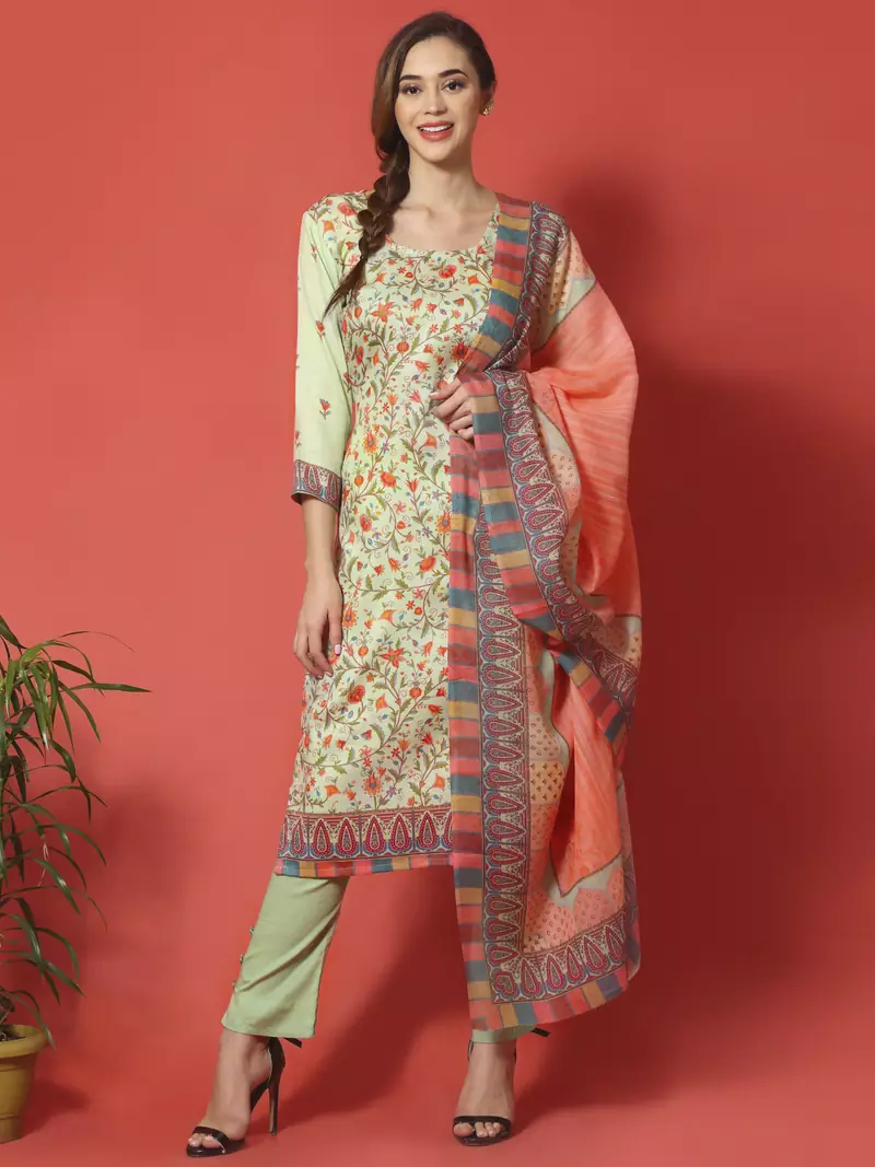 Green digital print cotton salwar