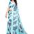 Blue printed georgette saree with blouse