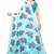 Blue printed georgette saree with blouse