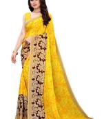 Mustard printed georgette saree with blouse
