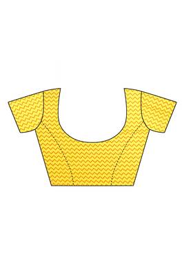 Mustard printed georgette saree with blouse 4