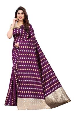 Purple woven banarasi silk saree with blouse 1