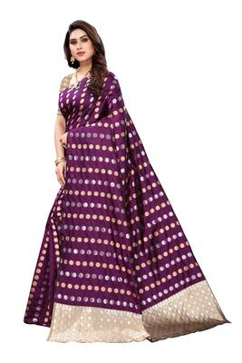 Purple woven banarasi silk saree with blouse 2