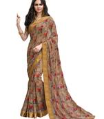 Beige printed georgette saree with blouse