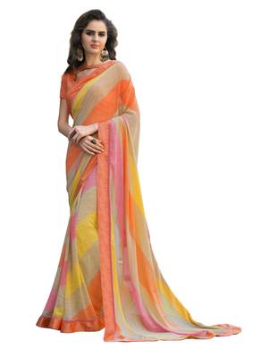 Multicolor printed georgette saree with blouse 1