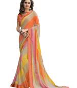 Multicolor printed georgette saree with blouse
