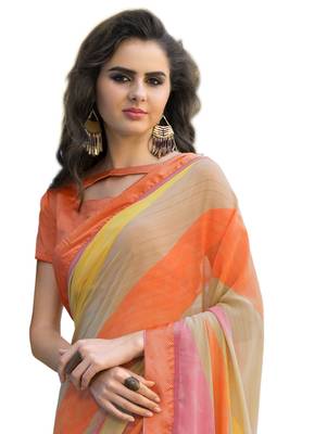 Multicolor printed georgette saree with blouse 2