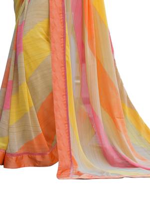 Multicolor printed georgette saree with blouse 3