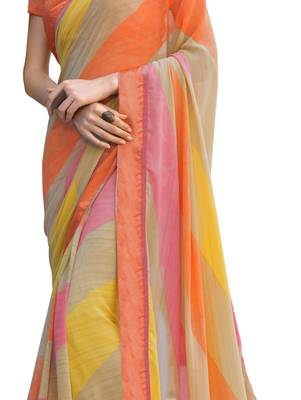Multicolor printed georgette saree with blouse 4