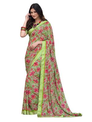 Multicolor printed georgette saree with blouse 1