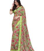 Multicolor printed georgette saree with blouse