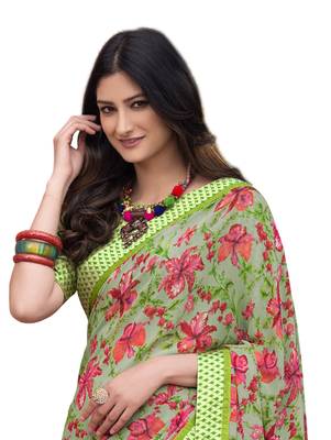 Multicolor printed georgette saree with blouse 2
