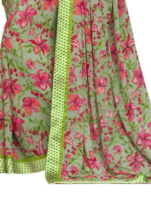 Multicolor printed georgette saree with blouse 3