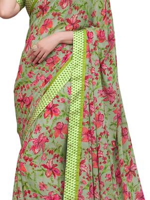 Multicolor printed georgette saree with blouse 4
