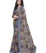 Grey printed georgette saree with blouse