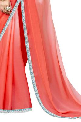 Red hand woven chiffon saree with blouse 2