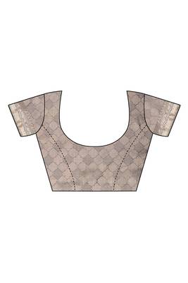Grey woven banarasi silk saree with blouse 5