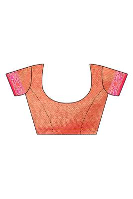 Pink woven banarasi silk saree with blouse 4