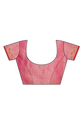 Red woven banarasi silk saree with blouse 4