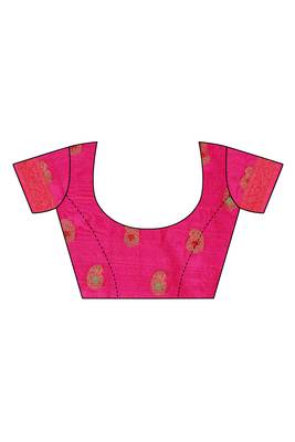 Peach woven cotton silk saree with blouse 4