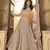 Peach thread embroidered organza semi stitched lehenga