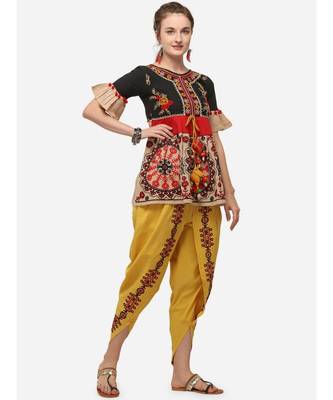 Mango Yellow  cotton Dhotis 3