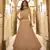Peach thread embroidered crepe semi stitched lehenga