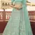 Turquoise resham embroidered organza semi stitched lehenga