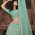 Turquoise resham embroidered organza semi stitched lehenga