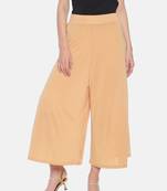 Cream printed polyester palazzo-pants