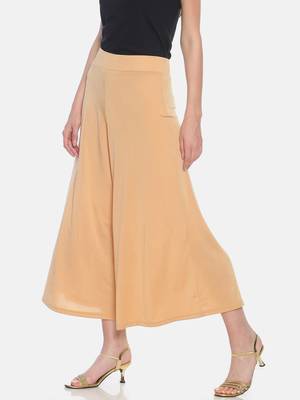 Cream printed polyester palazzo-pants 2