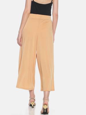 Cream printed polyester palazzo-pants 3