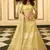Yellow thread embroidered organza semi stitched lehenga