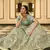 Turquoise resham embroidered organza semi stitched lehenga