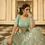 Turquoise resham embroidered organza semi stitched lehenga