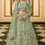 Turquoise resham embroidered organza semi stitched lehenga