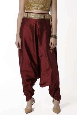 Maroon plain polyester capris-3-4-pants 1
