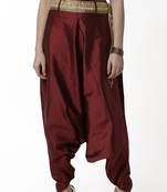 Maroon plain polyester capris-3-4-pants