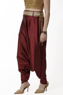 Maroon plain polyester capris-3-4-pants 2