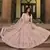Baby pink thread embroidered organza semi stitched lehenga