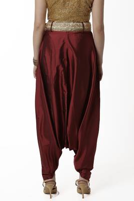 Maroon plain polyester capris-3-4-pants 3